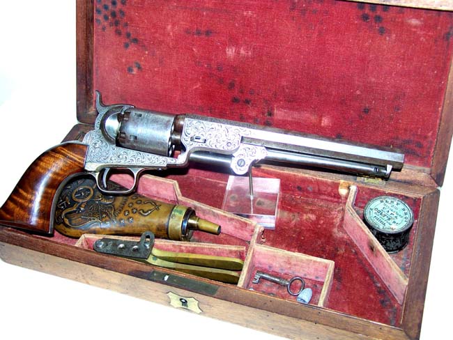 A Fine Cased Gustave Young Engraved Colt Model 1851 Navy Revolver — image 6
